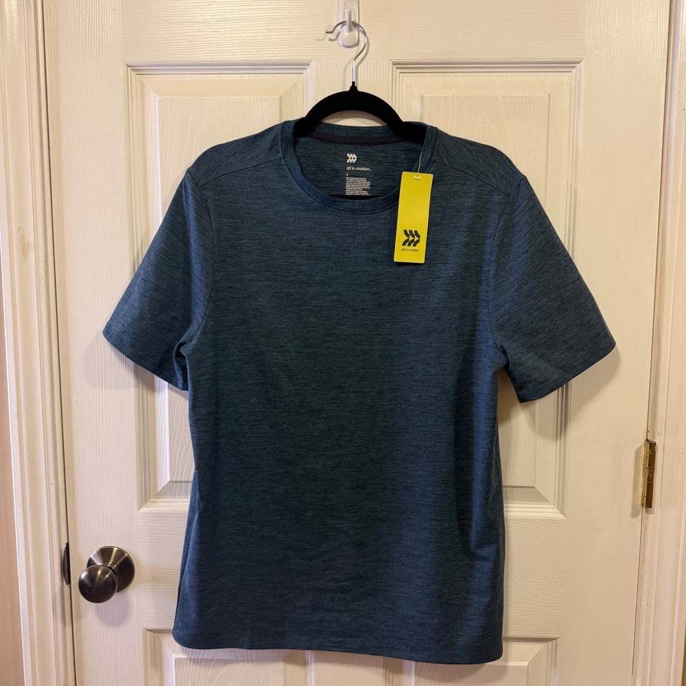All in Motion Mens Soft Stretch T-Shirt Blue Heather S Quick Dry UPF 50+ P6R576 - Picture 7 of 12